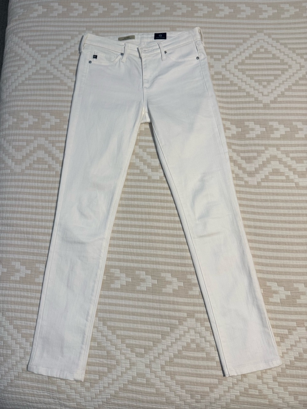 AG White The Prima Mid-Rise Cigarette Jeans